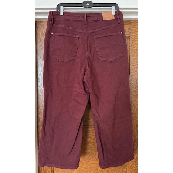 JUDY BLUE High Waist Cropped Tummy Control Wide Leg Burgandy Jean Size 14W - Picture 4 of 5